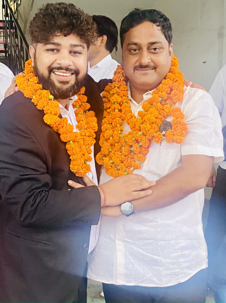 mohit bajaj with vipin yadav at an election in lucknow. Mohit Bajaj (Advocate) with Vipin Yadav (Advocate)